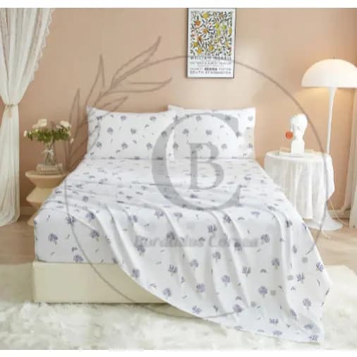 Jogo de Lençol Casal 4 Peças Estampado Roupa de Cama Casal Box Com Elástico