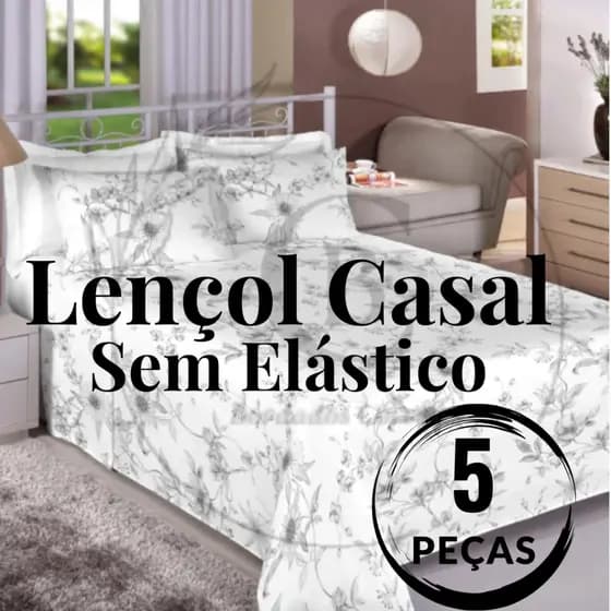 Kit 5 Lençol Casal Avulso Sem Elástico Forro de Cama Lençol de Cobrir Virol Poliéster Estampado