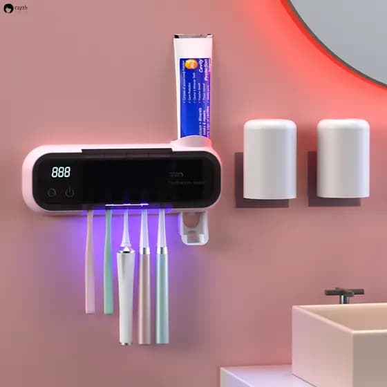Escova De Dentes Inteligente Pendurada Na Parede Esterilizador UV Pasta Dental Multiuso Acessórios Para Banheiro Com Espremedor