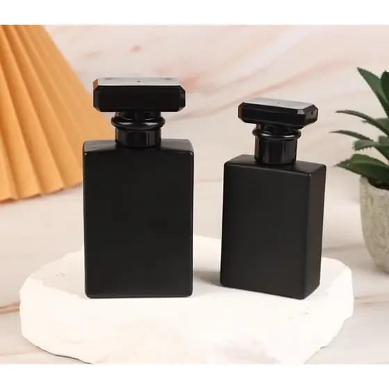 Frasco De Perfume Preto Brilhante De 50ml , Garrafa Vazia De Vidro De Água De Maquiagem Portátil De Al (5unidades)