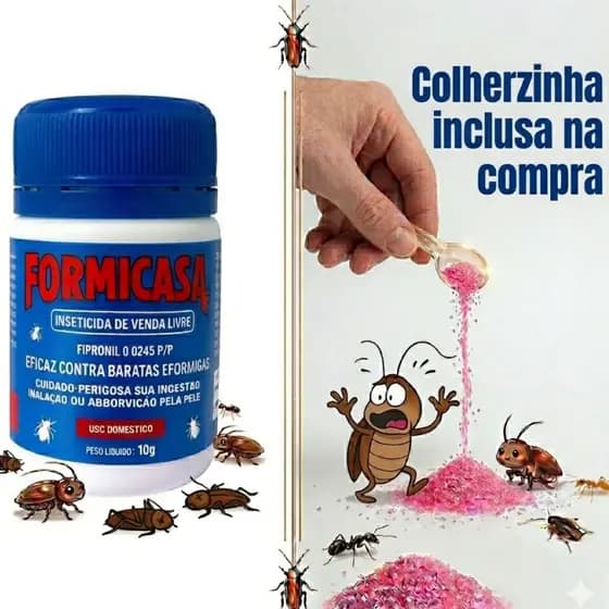 Formicasa Destrói Baratas Formigas Insetos Aniquila Ninho Baraticida Natural + Colherinha