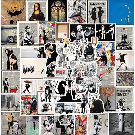 67 Mini Adesivos Banksy Arte Graffiti para Decoração Artística Britânico Decoração