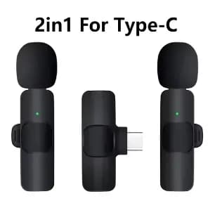 Microfone Lavalier Sem Fio, Mini Microfone, Portátil, Áudio, Gravação de Vídeo, iPhone, Android