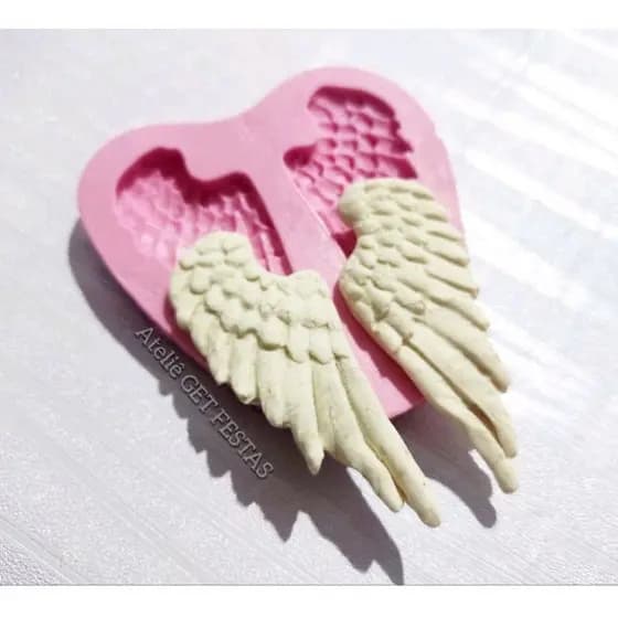 Molde de silicone - ASAS De ANJO TEXTURIZADA 6cmx2cm.