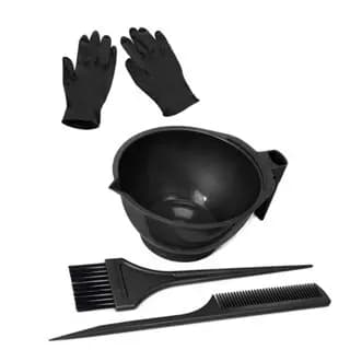 Kit de Tintura: 1 Pincel ,1 Cumbuca ,1 Par De Luva, 1 Pente.