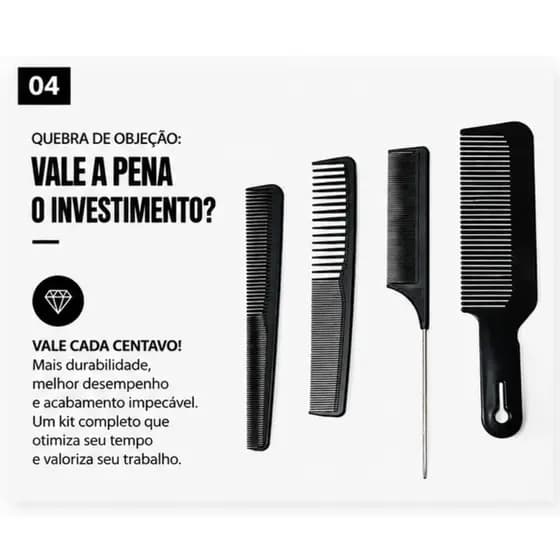 Kit com 4 Pentes Carbon Antiestáticos Profissionais