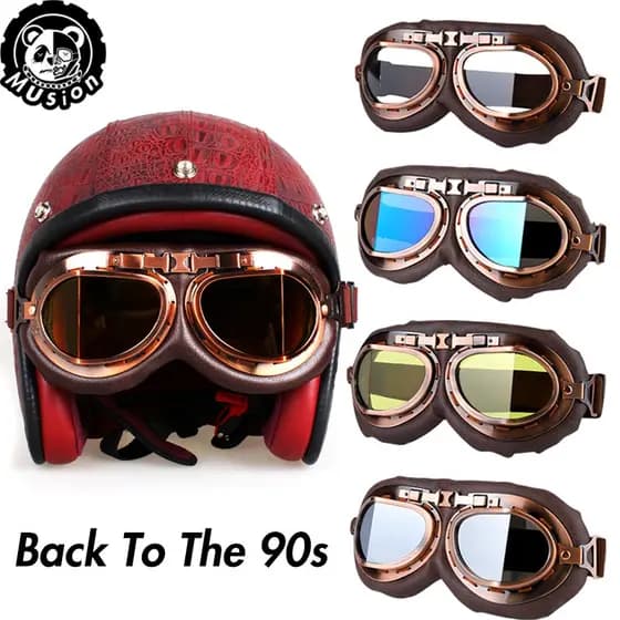 Óculos de motocicleta óculos retrô vintage clássico Moto óculos para Harley Pilot Steampunk ATV bicicleta capacete de cobre