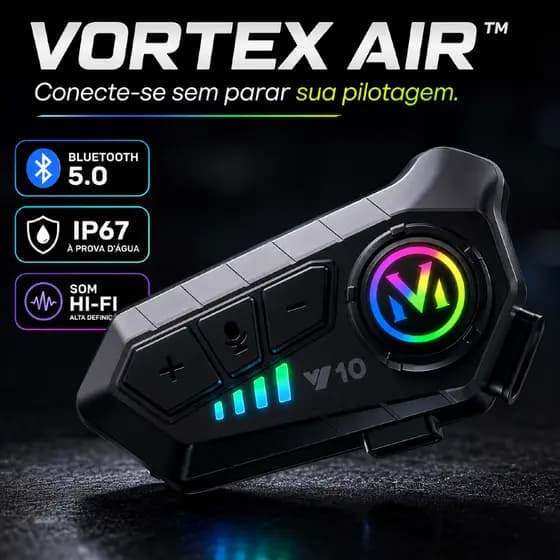 Intercomunicador Bluetooth Capacete Y10 RGB Som Hi-Fi IP67 Redução de Ruído Comando de Voz Moto
