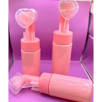 PUMP ROSA COM ESCOVA DE SILICONE PARA LIMPEZA FACIAL SKINCARE 100ML E 150ML