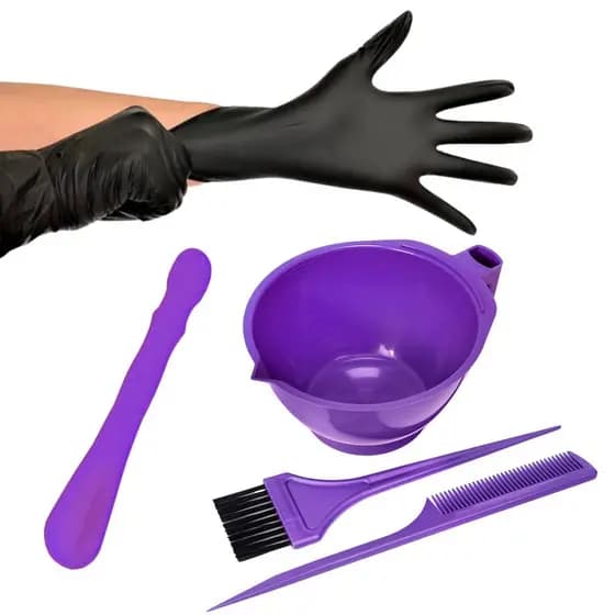 Kit Tintura Cabelos Mechas Com Tigela Espátula e Par de luvas
