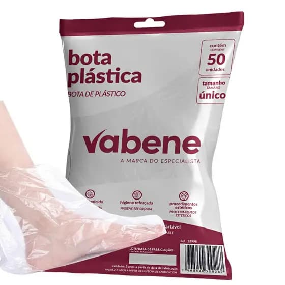 Botinha Plástica Descartável para Spa dos Pés Vabene 50 Und