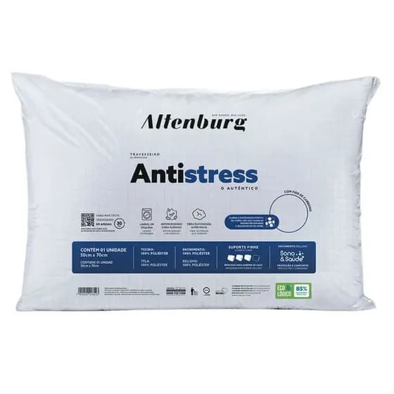 Travesseiro Altenburg Antistress Suporte Firme 50cm x 70cm Fio de Carbono Elimina a Insônia