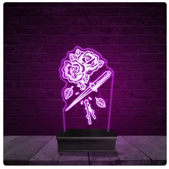 Luminária e Abajur Acrílico Led - Tatto Tatuagem Estúdio 15