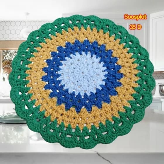 Sousplat Bandeira do Brasil de Crochê (2-4-6 peças)