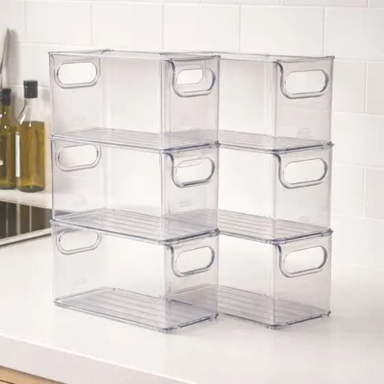 Kit 6 Organizador de Armário Cozinha Geladeira Despensa Banheiro Multiuso Transparente Empilhável