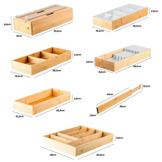 Organizador de Talhares Porta Gaveta em Bambu Varios Modelos Monte seu KIT