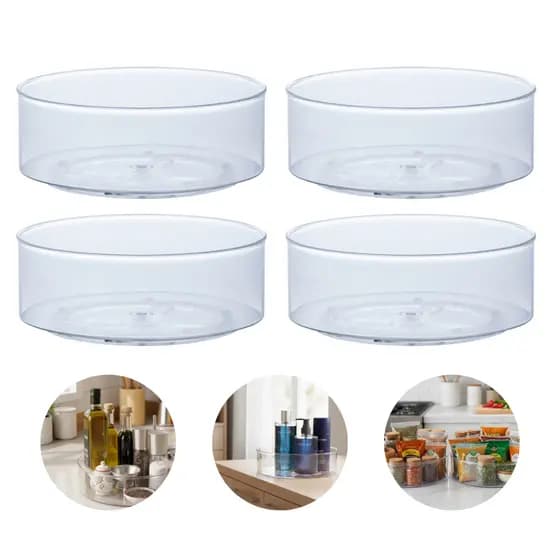 Kit 4 Organizadores Multiuso Redondo Giratório Despensa Cozinha Maquiagem Escritório Banheiro 23cm