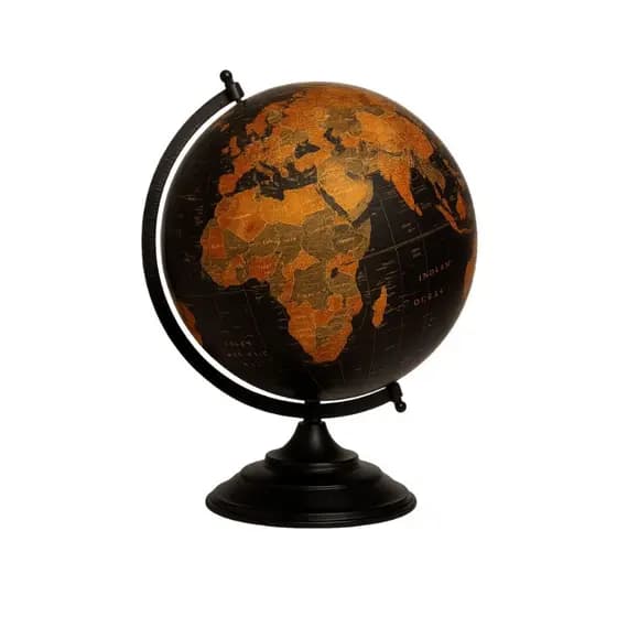 Globo Terrestre Decorativo 3 Tamanhos Metal Ouro Envelhecido Mapa Escritório Mesa Advogacia Rústico Mesa Luxo