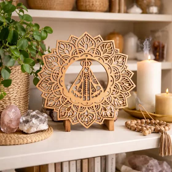 Kit 3 Mandalas Nossa Senhora Aparecida Pequena 20cm MDF Decoração Espaço Oração