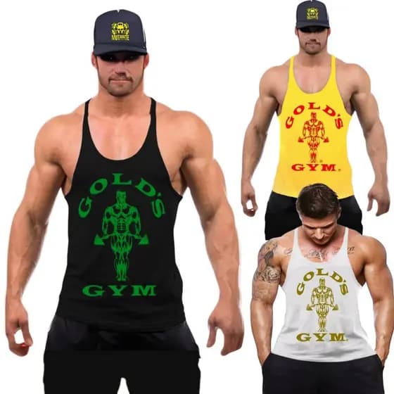 Camiseta Regata Cavada Masculina Academia Blusa Gold´s Gym Verde