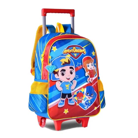 Kit Mochila Rodinhas - Mochila Carrinho - Mochila Com Lancheira e Estojo - Mochila Aventureiros