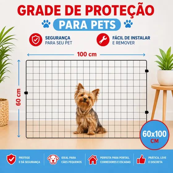 Grade Portão Proteção Pet Cachorro De 60x100cm Cães Pequenos