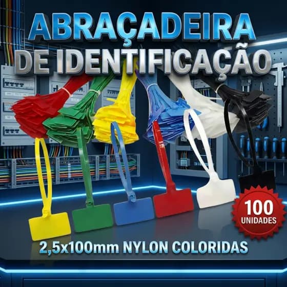Enforca Gato Identificação Coloridas 100 Unidades Abraçadeira Nylon 2,5x100mm Escolha a Cor