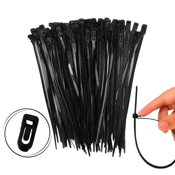 Abraçadeira Nylon Preta Kit 100 Reutilizável 3,6x150mm Fiação Cabos Rede Cinta Plástica Enforca Gato