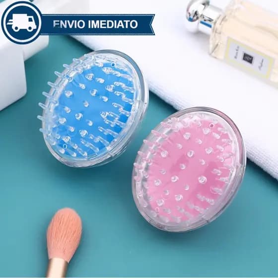 Escova de Silicone com Reservatório para Banho Para Massagem De Couro Cabeludo Raiz De Cabelo