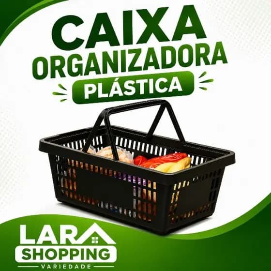 Caixa Organizadora Plástica Vazada Retangular Preta Armazenamento Prático Durável