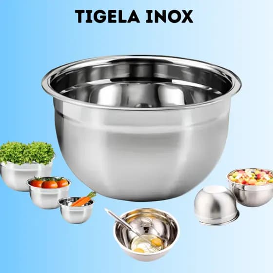 Tigela Inox Multiuso 20cm Profissional Resistente Cozinha Bolos Saladas Festa