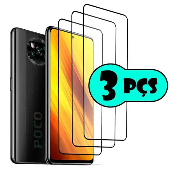 3 Películas de vidro Full Cover 3D da tela de Xiaomi Poco X3