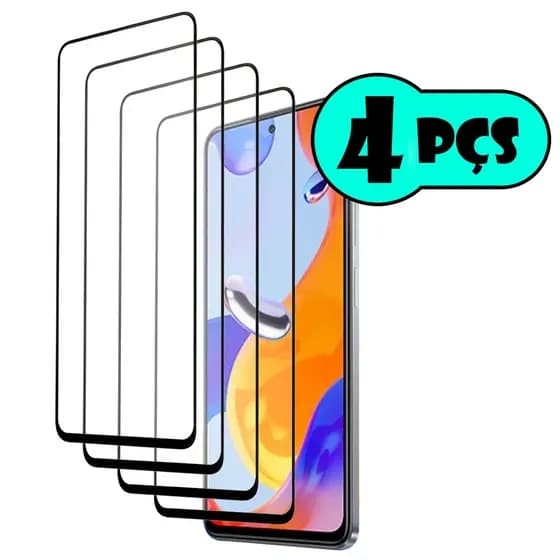 Kit com 4 películas de vidro 3D cobre a tela toda para Xiaomi Redmi note 11