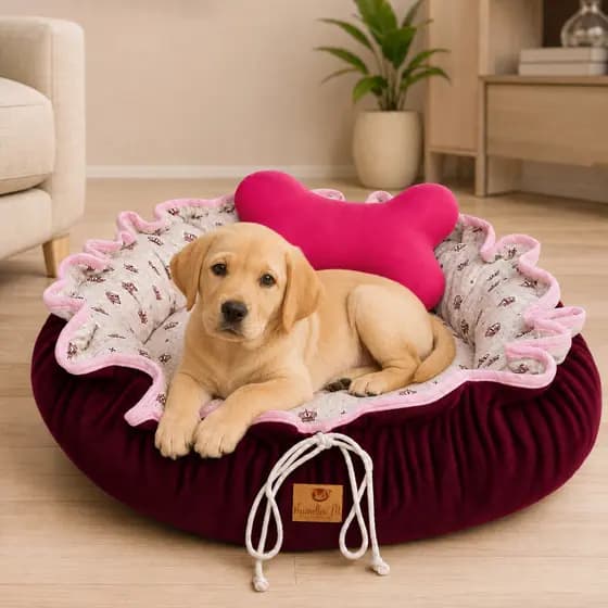 Cama Pet Redonda Ajustável PARIS G com Almofada - Conforto e Estilo Dupla Face