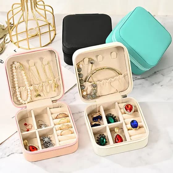 Atacado Porta Joia Com Kit 5/10/20 pcs Bolsa Para Viagem Portátil caixa de armazenamento bolsa anel colar Bom Presente