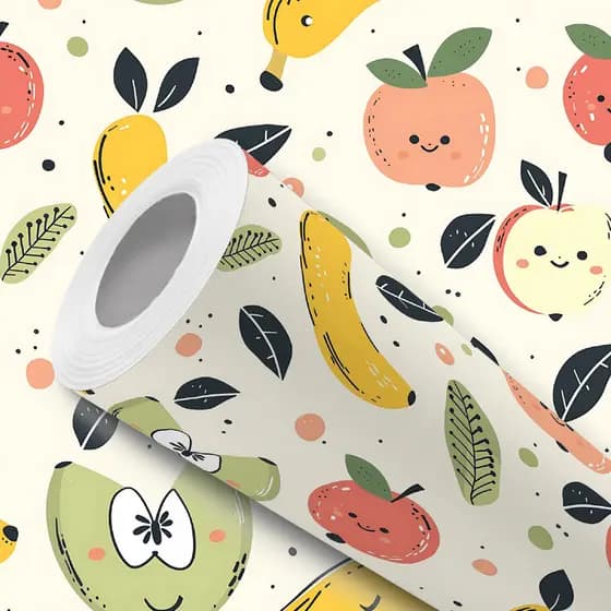 Papel de Parede Adesivo Resistente Frutas Coloridas Divertidas Fácil Aplicação
