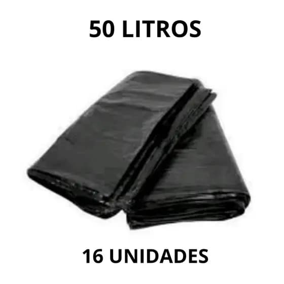 Sacos De Lixo 50 LITROS - 16 unidades, Medidas: 68cm x 76cm REFORÇADO