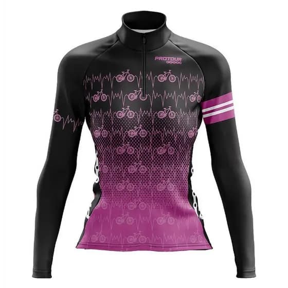 Camisa Ciclismo Feminina Dry Fit com Proteção UV Bike MTB Speed Rosa Chiclete