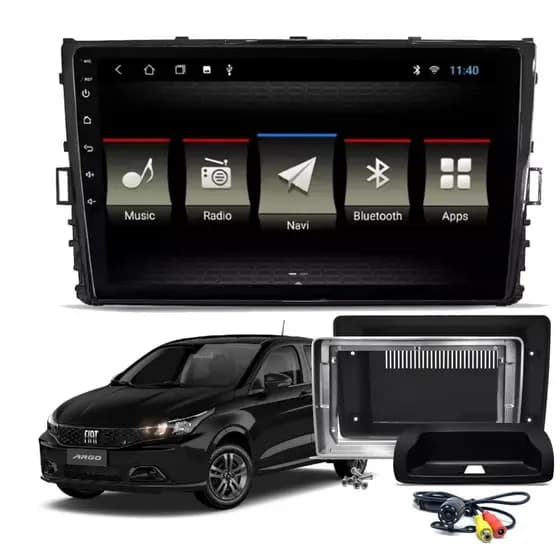 Central Multimídia Android Som Jr8 Diamond 9 Polegadas Fiat Argo e Cronos c/ Câmera Ré
