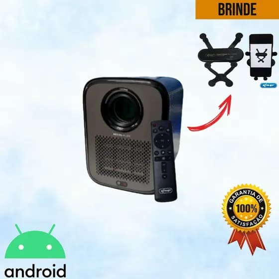 Projetor Multimídia com Sistema de Som Home Theater Integrado Sistema Android 9 + Suporte de Celular