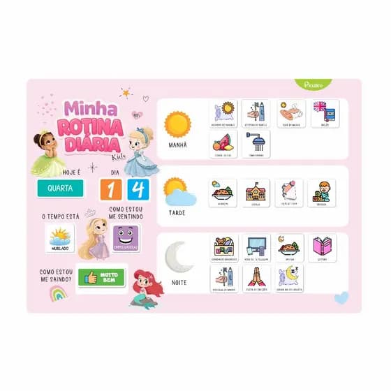 Quadro Minha Rotina Diária Infantil Imã Geladeira