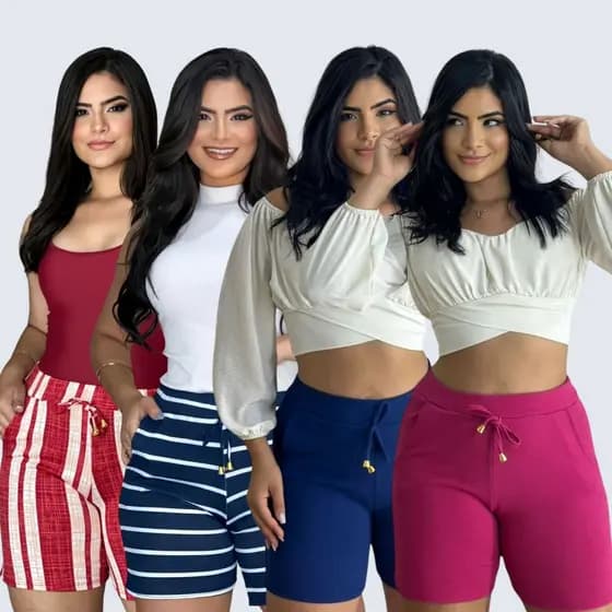 Shorts crepe feminino cintura alta bermuda com bolso variadas
