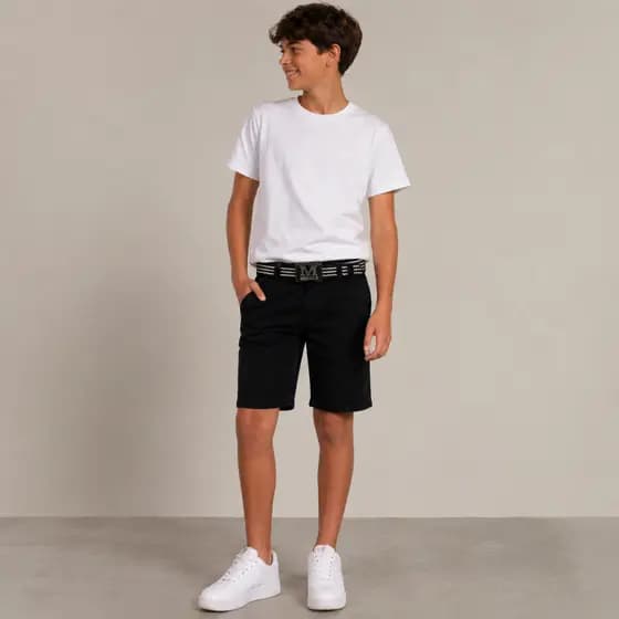 Bermuda Masculina Sarja Slim Com Bolso Elastano 10 ao 16