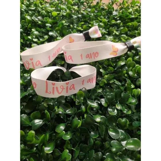 30 60 90 100 120 Pulseira de Identificação Personalizada Tecido Acetinada - Festas, Baladas, Eventos em geral