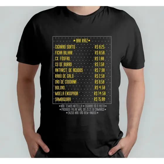 Camiseta Personalizada Bar Raiz Preta Preços