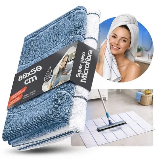 Kit Panos Microfibra de Limpeza alta absorção Multiuso