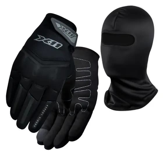 Luva X11 FIT X Preta Motociclista Com Função Touchscreen + Balaclava