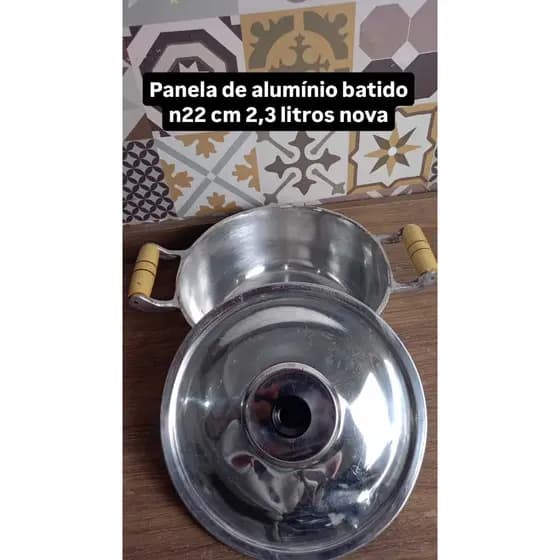 Panela de mostruario de aluminio batido na promoção numero 22 cm capacidade 2,2 ml fotos reais