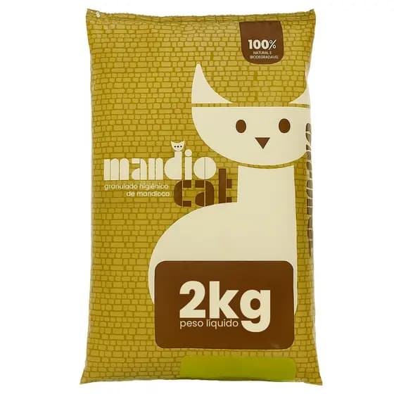Areia Higiênica MandioCat Sem Cheiro Grãos Finos 2kg