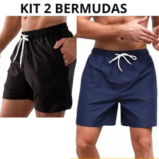 Kit 2 Bermuda Tactel Masculino Short academia tactel liso esporte